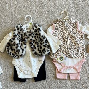 2 three piece outfit - pants, onsie and vest NWT